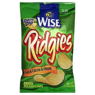 Wise  Ridgies Ridged Potato Chips, Sour Cream & Onion, 4 oz (113 g)