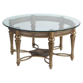 Magnussen Galloway Round Cocktail Table with Glass Top   Brushed