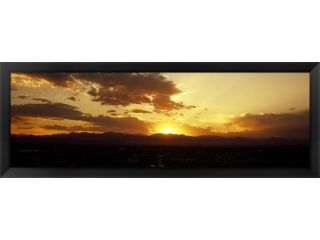 Silhouette of mountains at sunrise, Denver, Colorado, USA by Panoramic Images Framed Art, Size 38 X 14