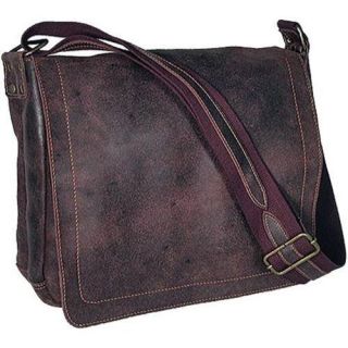 David King Leather 6152 Medium Distressed Laptop Messenger Bag Brown