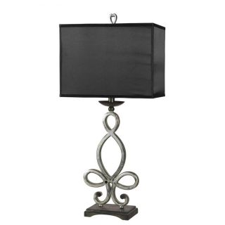 Axis 33.5 in 3 Way Switch Silver Indoor Table Lamp with Fabric Shade