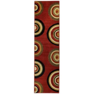 Ephesus Collection Geometric Circles Red Contemporary Runner Rug (110