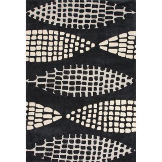 Geometric Pattern Black/ Beige Polyester Area Rug (36x56)