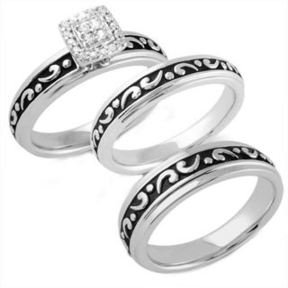 Bridal Symphony Sterling Silver 1/10ct TDW Diamond His and Hers Bridal