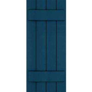 Winworks Wood Composite 15 in. x 36 in. Board & Batten Shutters Pair #637 Deep Sea Blue 71536637