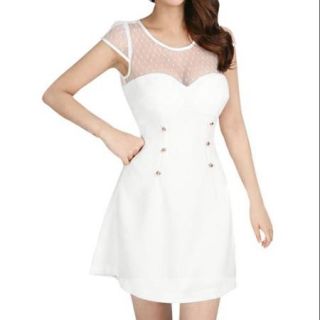 Allegra K Women's Pullover Design Round Neck A line White Dress (Size S / 4)