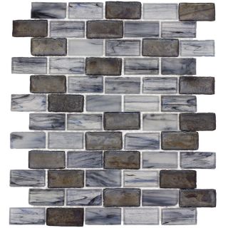 Elida Ceramica Melted Glacier Brick Mosaic Glass Wall Tile (Common 12 in x 12 in; Actual 10.75 in x 13 in)