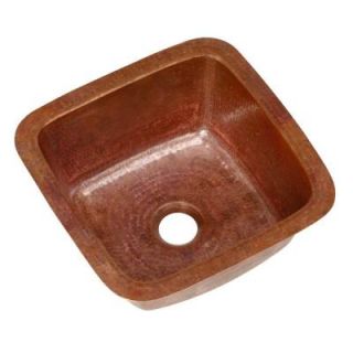 SINKOLOGY Pollock Undermount Handmade Pure Solid Copper 12 in. 0 Hole Bar Prep Copper Sink in Fired Natural Copper P1U 1212FC