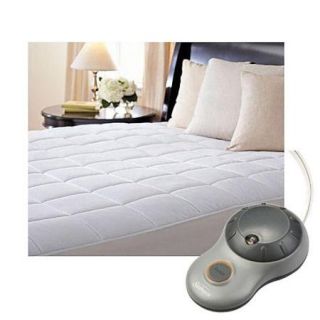 Sunbeam Premium Quilted Cotton Heated Electric Mattress Pad   Twin Size