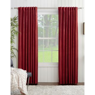 allen + roth Glenellen 84 in Red Polyester Back Tab Light Filtering Single Curtain Panel