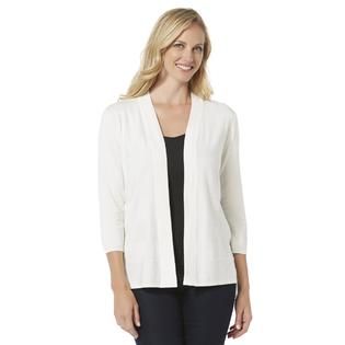 Basic Editions Womens Shadow Stripe Open Front Cardigan   Clothing