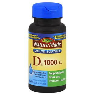 Nature Made D3, 1000 IU, Liquid Softgels, 100 softgels   Health