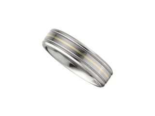 6.3MM Dura Tungsten Grooved Band With 14Kt Yellow Inlay Size 10