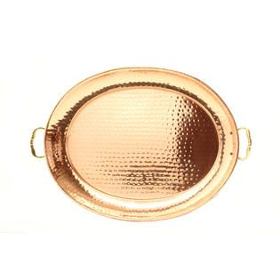 Old Dutch International Décor Copper Oval Tray with Cast Brass