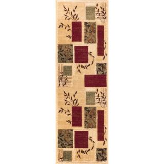 Hannover Floral Nature Boxes Ivory, Beige, Green, and Red Runner Rug