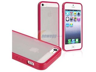 Insten Frost Clear Hot Pink Bumper Snap on Case Cover + Privacy Screen Cover compatible with Apple  iPhone  5