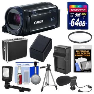 Canon Vixia HF R600 1080p HD Video Camcorder (Black) with 64GB Card + Hard Case + LED Light + Microphone + Battery & Charger + Tripod Kit