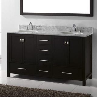 Virtu Caroline Avenue 60'' Double Bathroom Vanity Set with Mirror