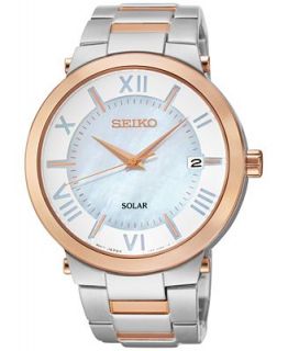Seiko Womens Solar Two Tone Stainless Steel Bracelet Watch 39mm