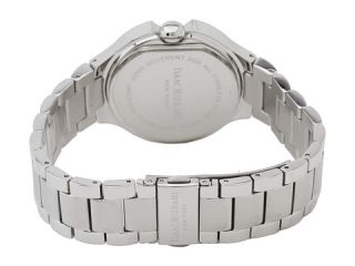 isaac mizrahi new york crystal case roman brushed polished bracelet watch silver