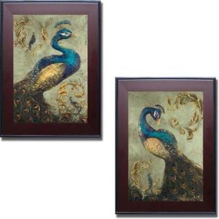 Artistic Home Gallery 1620520M Peacock On Sage I And Ii By Tiffany Hakimpour 2 Piece Framed Canvas Wall Art Set
