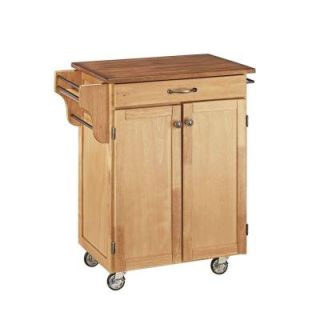 Home Styles Cuisine Cart Oak Top Kitchen Cart in Natural 9001 0016G