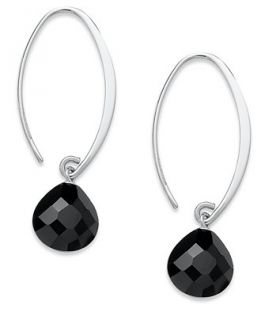 Sterling Silver Earrings, Faceted Onyx Sweep Drop Earrings (13 3/4 ct