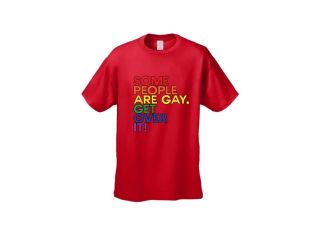 Men's LGBT "Some People Are Gay. Get Over It!" RED Short Sleeve T shirt (4XL)