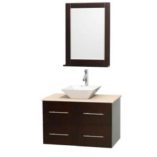 Wyndham Collection Centra 36 in. Vanity in Espresso with Marble Vanity Top in Ivory, Porcelain Sink and 24 in. Mirror WCVW00936SESIVD2WM24