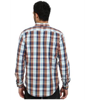 Nautica Long Sleeve Poplin Large Plaid Orange Zest