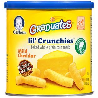 Gerber Mild Cheddar Lil Crunchies Savory 1.48 OZ CANISTER   Baby