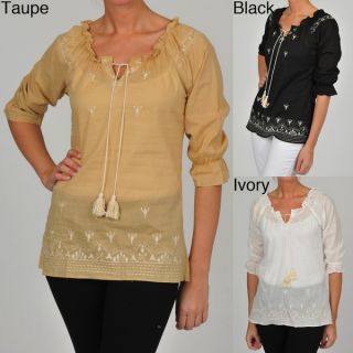 Simply Irresistible Womens Peasant Embroidered Tunic Top  