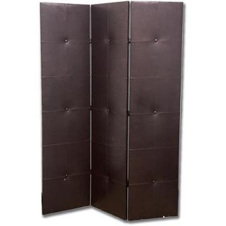 ORE International 3 Panel PU Leather Room Divider, Black