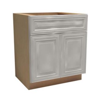 Home Decorators Collection 24x34.5x24 in. Brookfield Assembled Vanity Sink Base Cabinet with Double Doors 1 False Drawer Front in Pacific White SB24 BPW