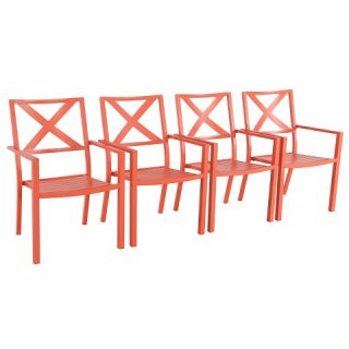 Afton 4 Pack Metal Stack Patio Chair Coral   Threshold™