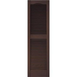 Builders Edge 15 in. x 52 in. Louvered Vinyl Exterior Shutters Pair in #009 Federal Brown 010140052009