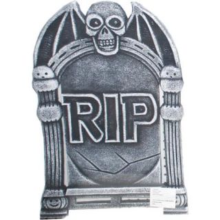 Light Up Halloween Tombstone, Skull with Wings