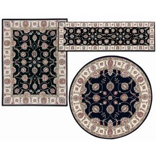 Nourison Persian Floral Collection Black Rug 3pc Set 22 x 73, 311 x