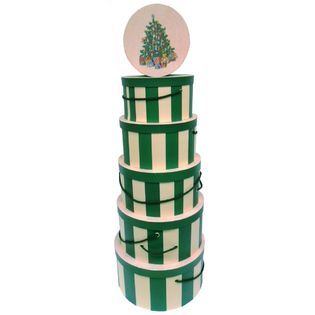 Drainage Industries Christmas Set of 6 Tradition Tree Round Hat Box