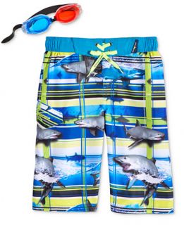 ZeroXposur Boys Shark Wave Board Shorts & Goggles   Swimwear   Kids