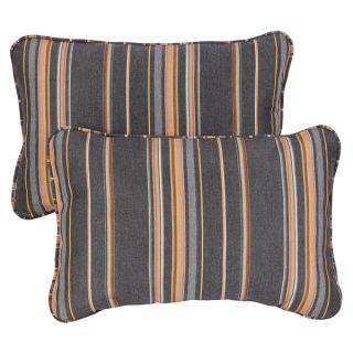Grey/ Orange Stripe Corded 13 x 20 inch Indoor/ Outdoor Pillows with