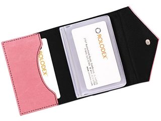 Rolodex 1734451 Resilient Personal Card Case, Faux Leather, 3 1/2 x 2 1/2, Pink