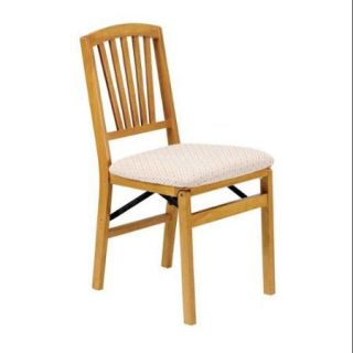 Slat Back Folding Chair in Warm Oak Finish   Set of 2