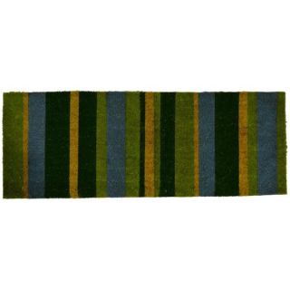 Outdoor Coconut Fiber Green Stripes Door Mat (4 x 16)
