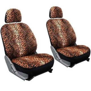 Oxgord Leopard Velour Bucket Seat Cover Set, Orange