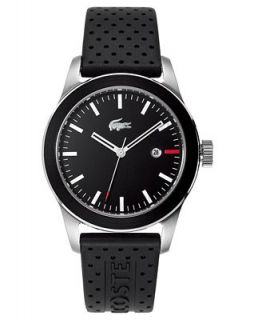 Lacoste Watch, Mens Black Perforated Rubber Strap 2010390   Watches