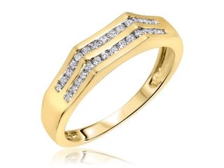 1/3 CT. T.W. Round Cut Diamond Men's Wedding Band 10K Yellow Gold  Size 7.75
