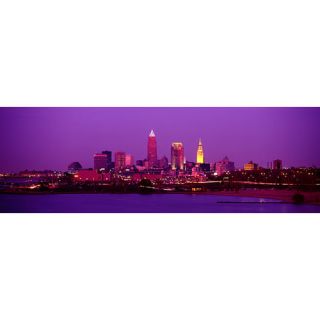 Panoramic Buildings Lit Up at Night, Cleveland, Ohio, Photographic