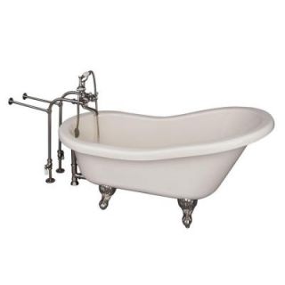 Barclay Products 5 ft. Acrylic Ball and Claw Feet Slipper Tub in Bisque with Brushed Nickel Accessories TKADTS60 BBN2