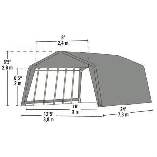 ShelterLogic Peak Style Garage/Storage Shelter — Green, 24ft.L x 12ft.W x 8ft.H, Model# 72444  House Style Instant Garages